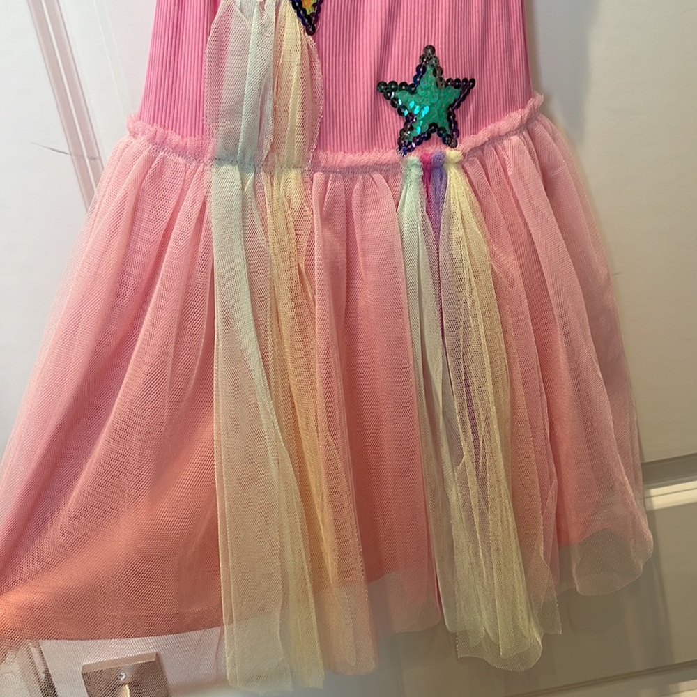 Baby Sara Girls' Pink Star Sequin Tulle Dress - Picture 4 of 7